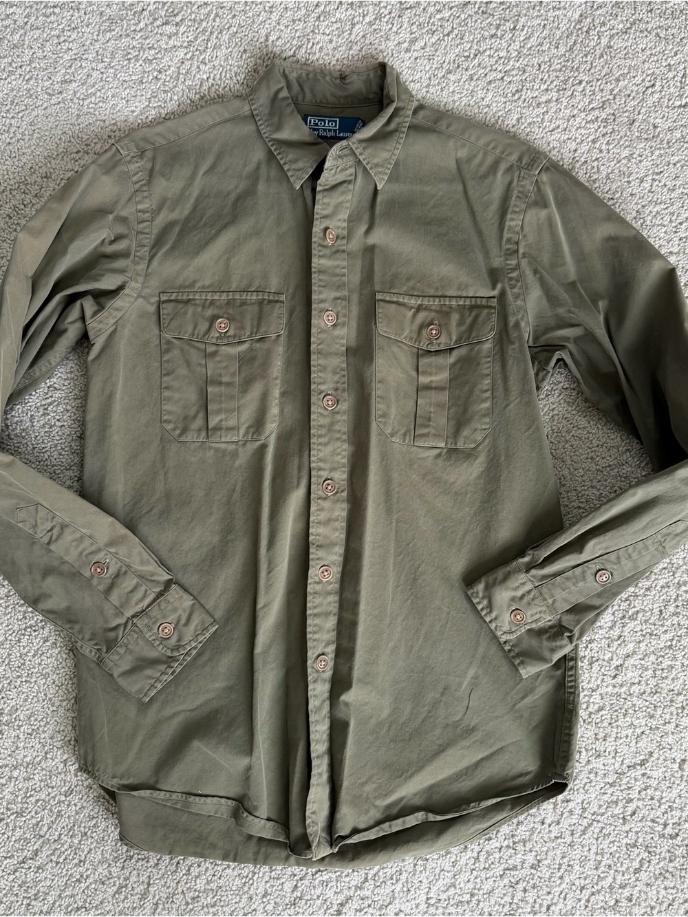 Polo Ralph Lauren Olive Green Button-Front Shirt men’s medium